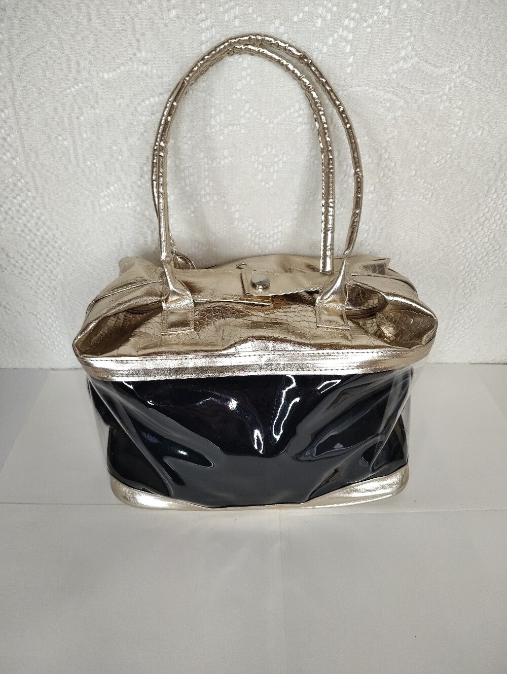 Gold Patent Tote Bag Makeup Cosmetics